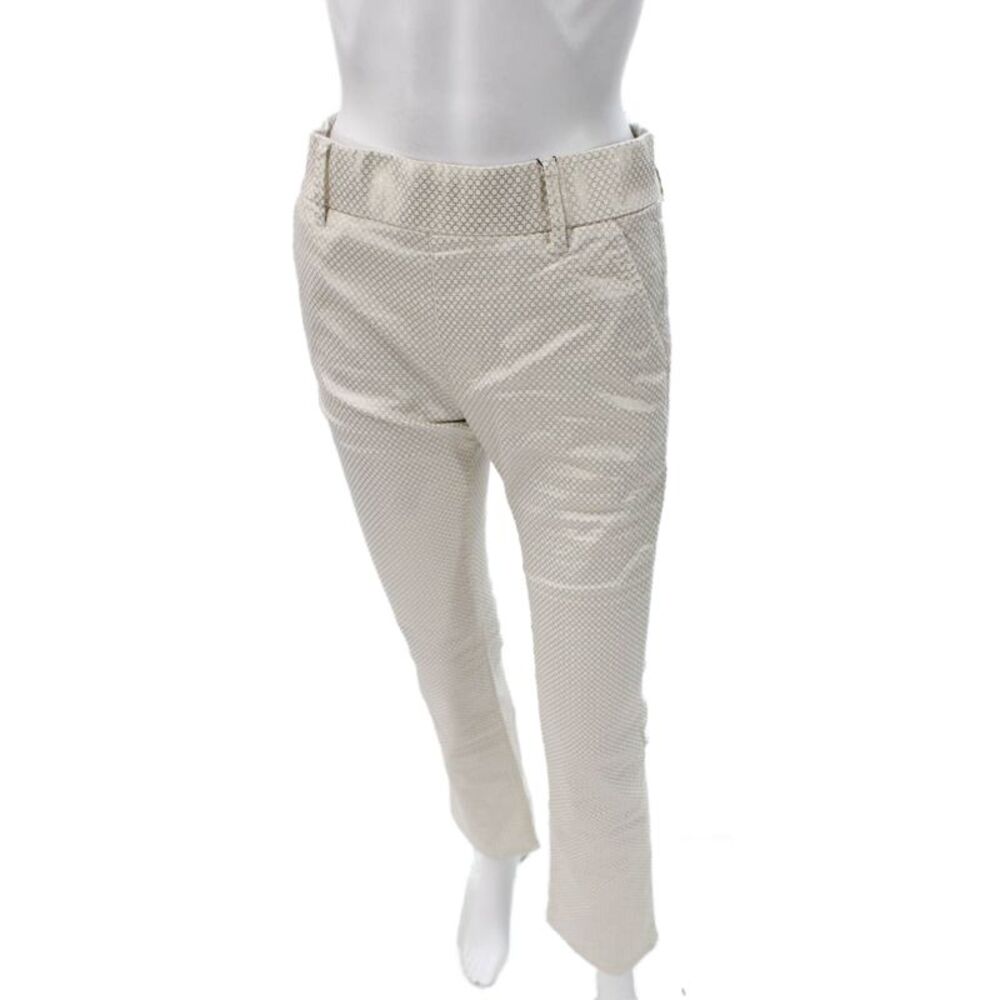 Flog Womens Beige Cotton Geometric Dress Pants Button Closure Size 26